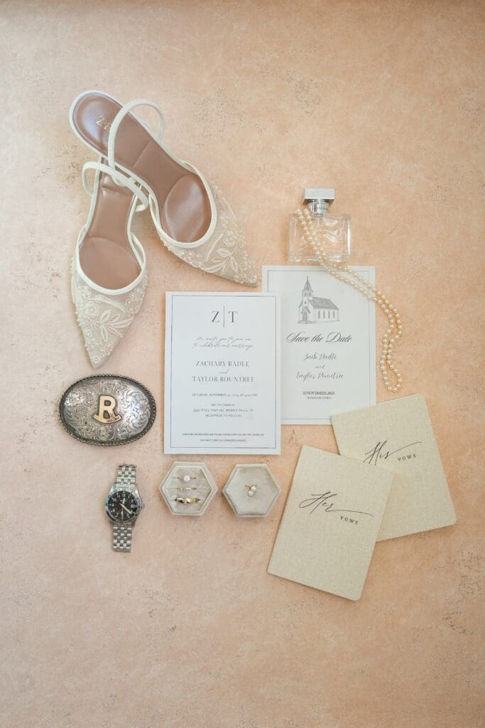 modern western wedding details photographed by a Central Texas wedding photographer