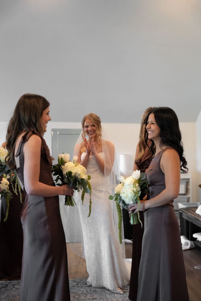 bridesmaids waiting to walk down the aisle at a Central Texas wedding ceremony