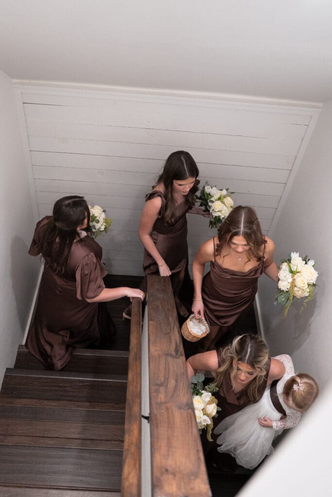 bridesmaids waiting to walk down the aisle at a Central Texas wedding ceremony