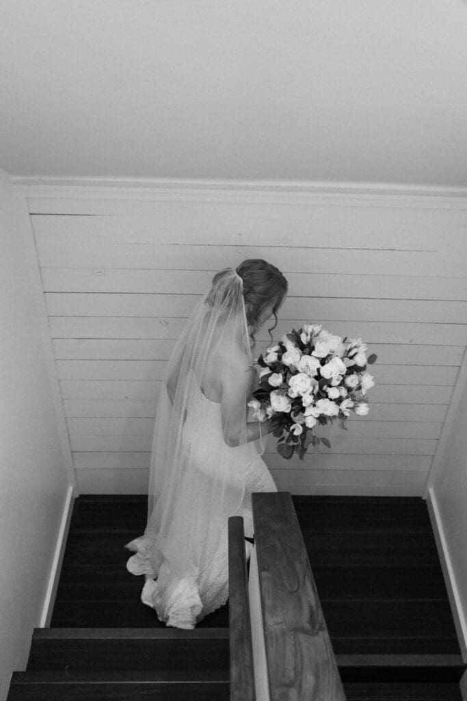 bride waiting to walk down the aisle at a Central Texas wedding ceremony