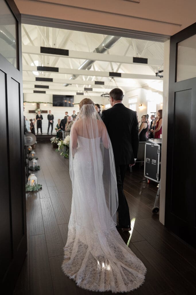 bride walking down the aisle at a Central Texas wedding ceremony