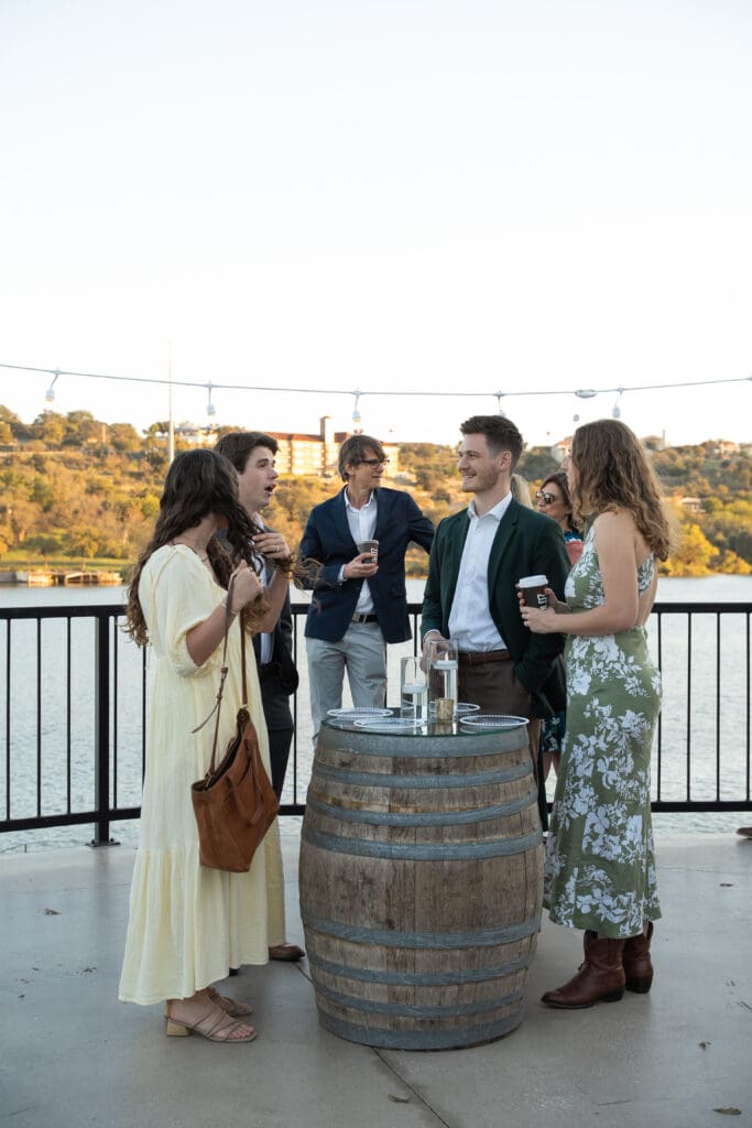 cocktail hour at a Central Texas wedding