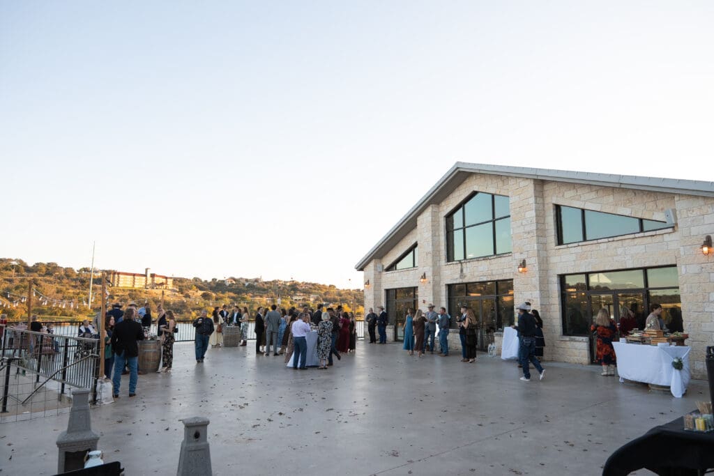 cocktail hour at a Central Texas wedding