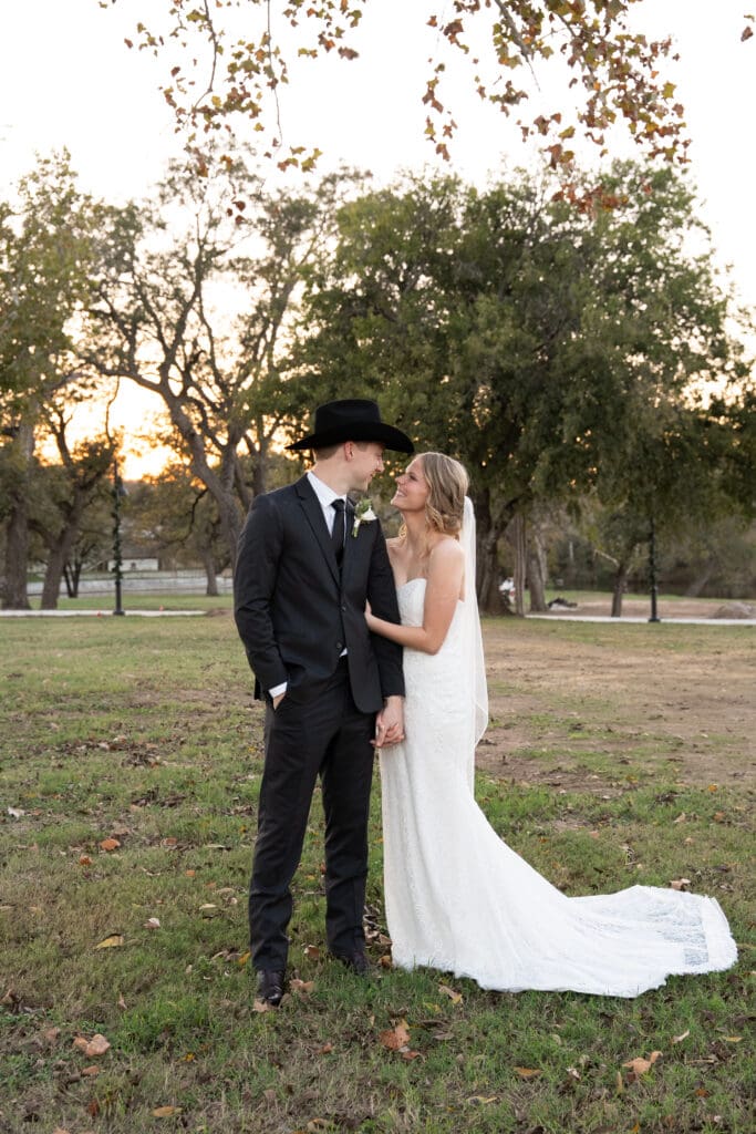 bride and groom portraits at central texas wedding