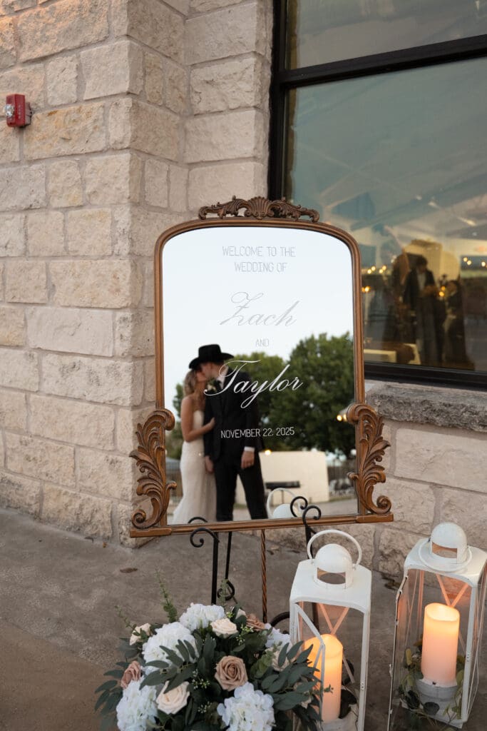 cocktail hour and reception at a Central Texas wedding