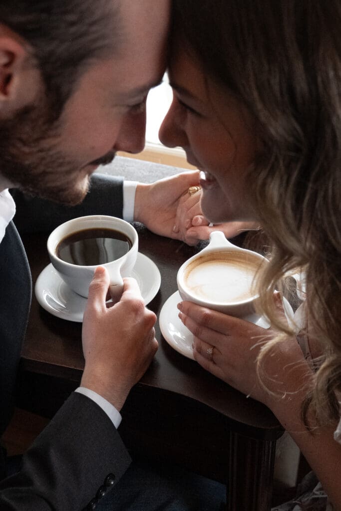 College Station coffee shop engagement photos