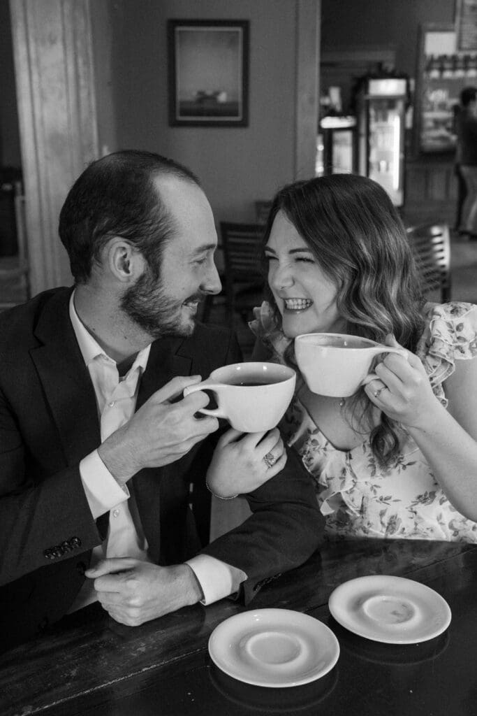 College Station engagement photos at Polite Coffee