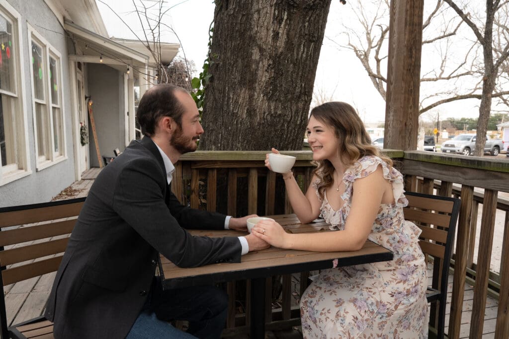 College Station engagement photos of Kate and Brenin at Polite Coffee