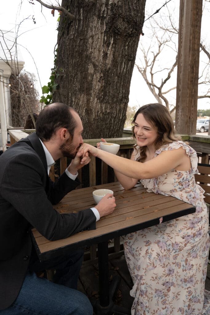 College Station engagement photos at Polite Coffee
