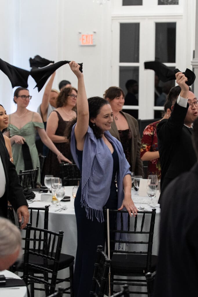 Guests welcome couple at Chateau Nouvelle wedding